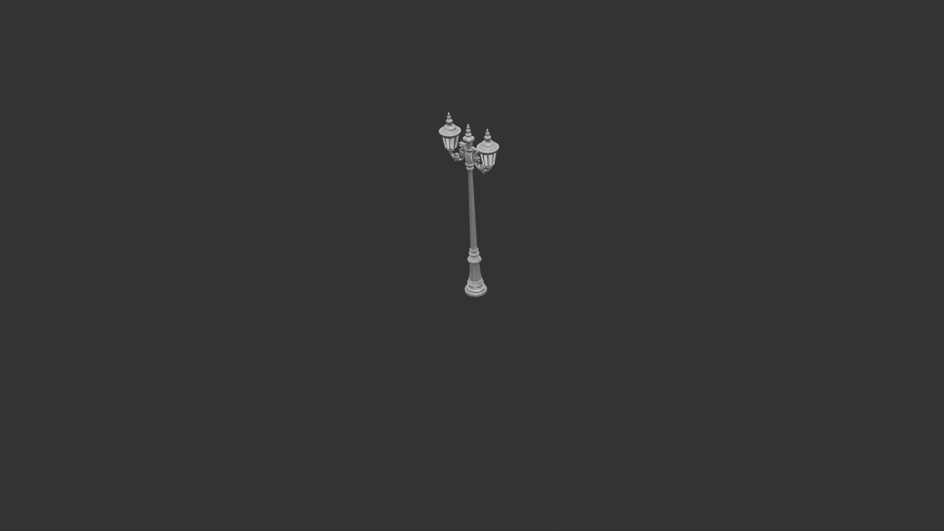 Ornate Iron Street Lamp Low-poly 3D model_3