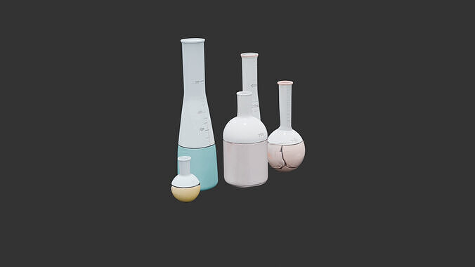 Laboratory Glass Flask Set Low-poly 3D model