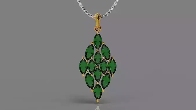 Prong set marquise shape diamond pendant