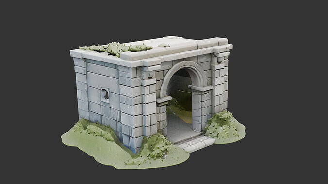 Concrete Military Bunker Entrance Low-poly 3D model