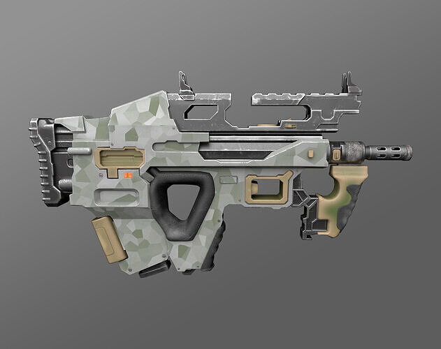 Low-poly 3D sci-fi model Assault rifle Jungle Planet Low-poly 3D model