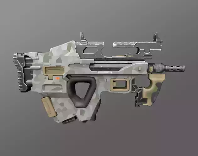Low-poly 3D sci-fi model Assault rifle Jungle Planet
