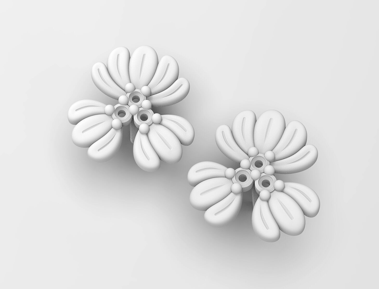 Three leaves earrings v2 3D print model_3