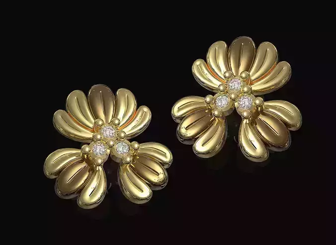 Three leaves earrings v2