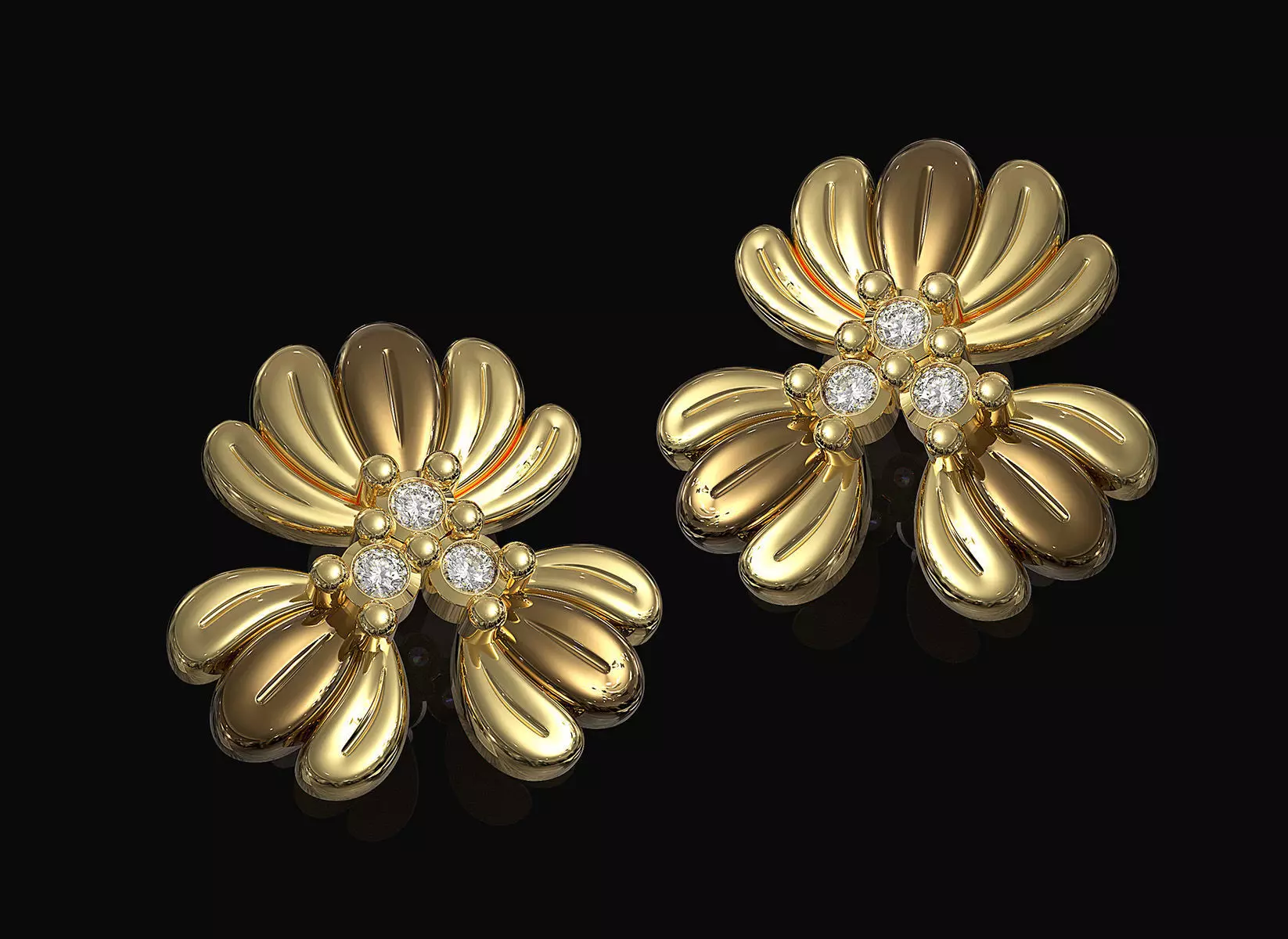 Three leaves earrings v2 3D print model_0