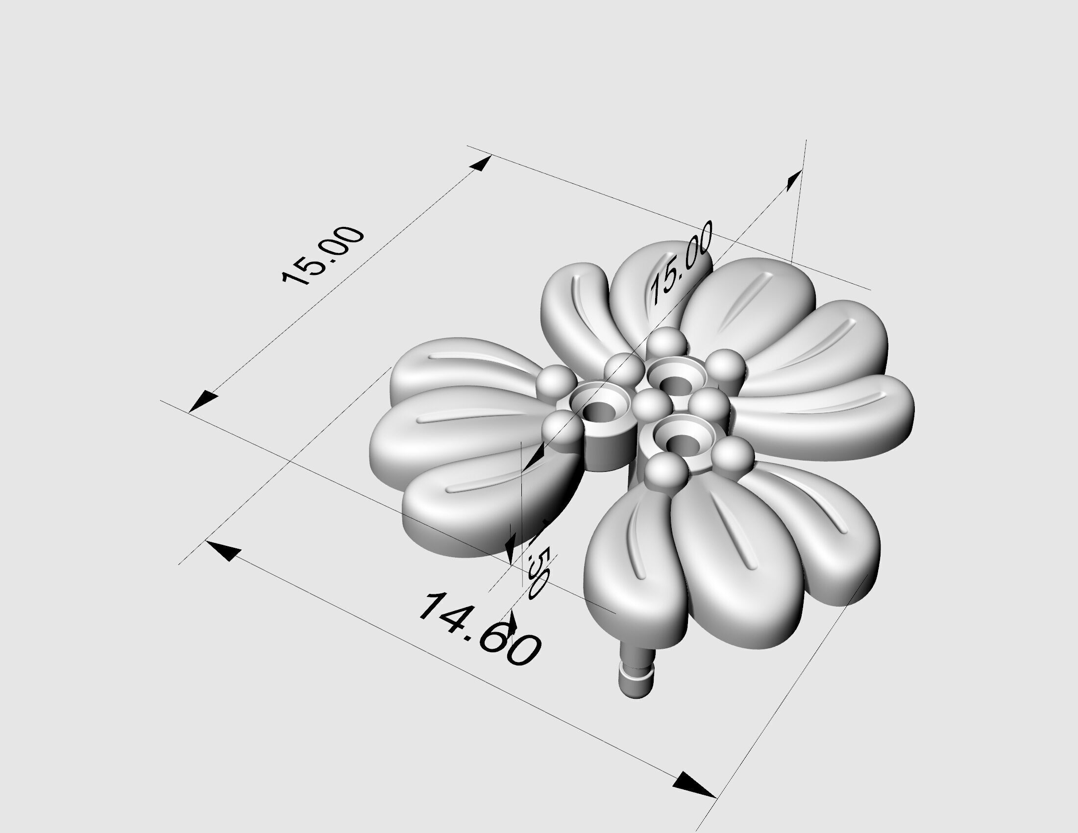 Three leaves earrings v2 3D print model_11