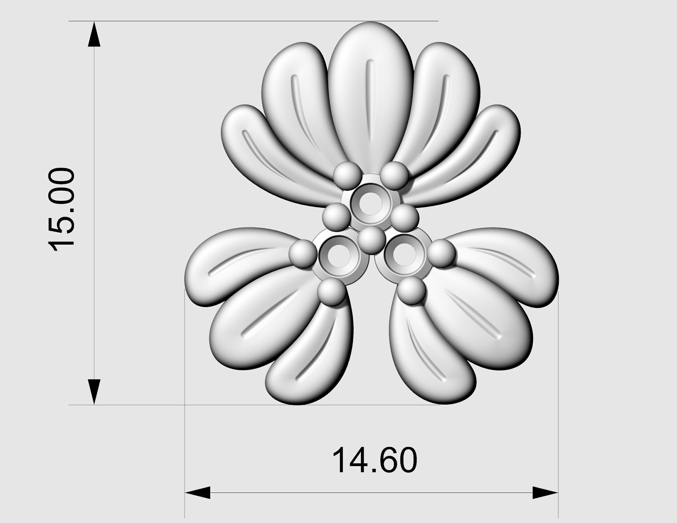 Three leaves earrings v2 3D print model_9