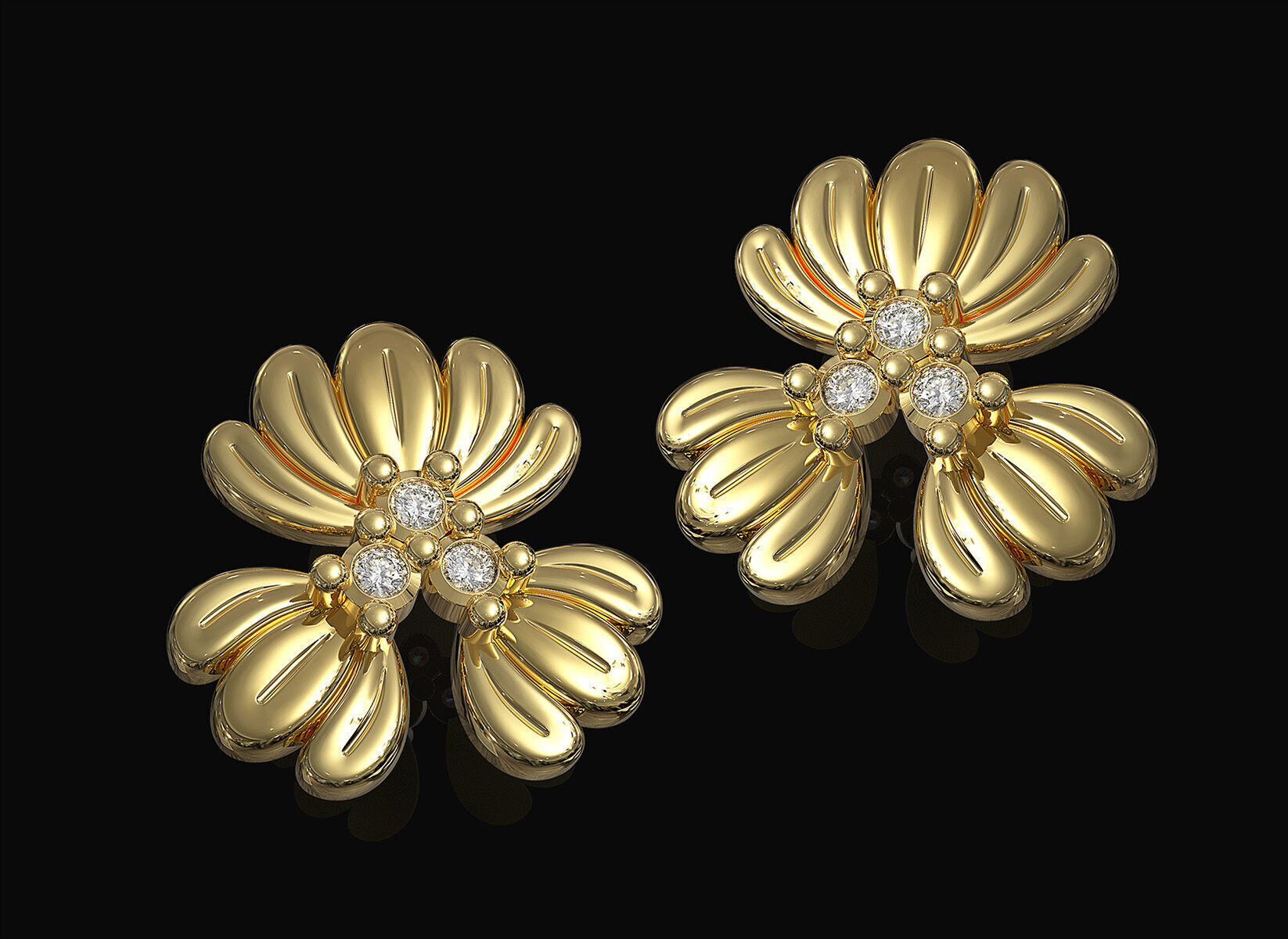 Three leaves earrings v2 3D print model_2