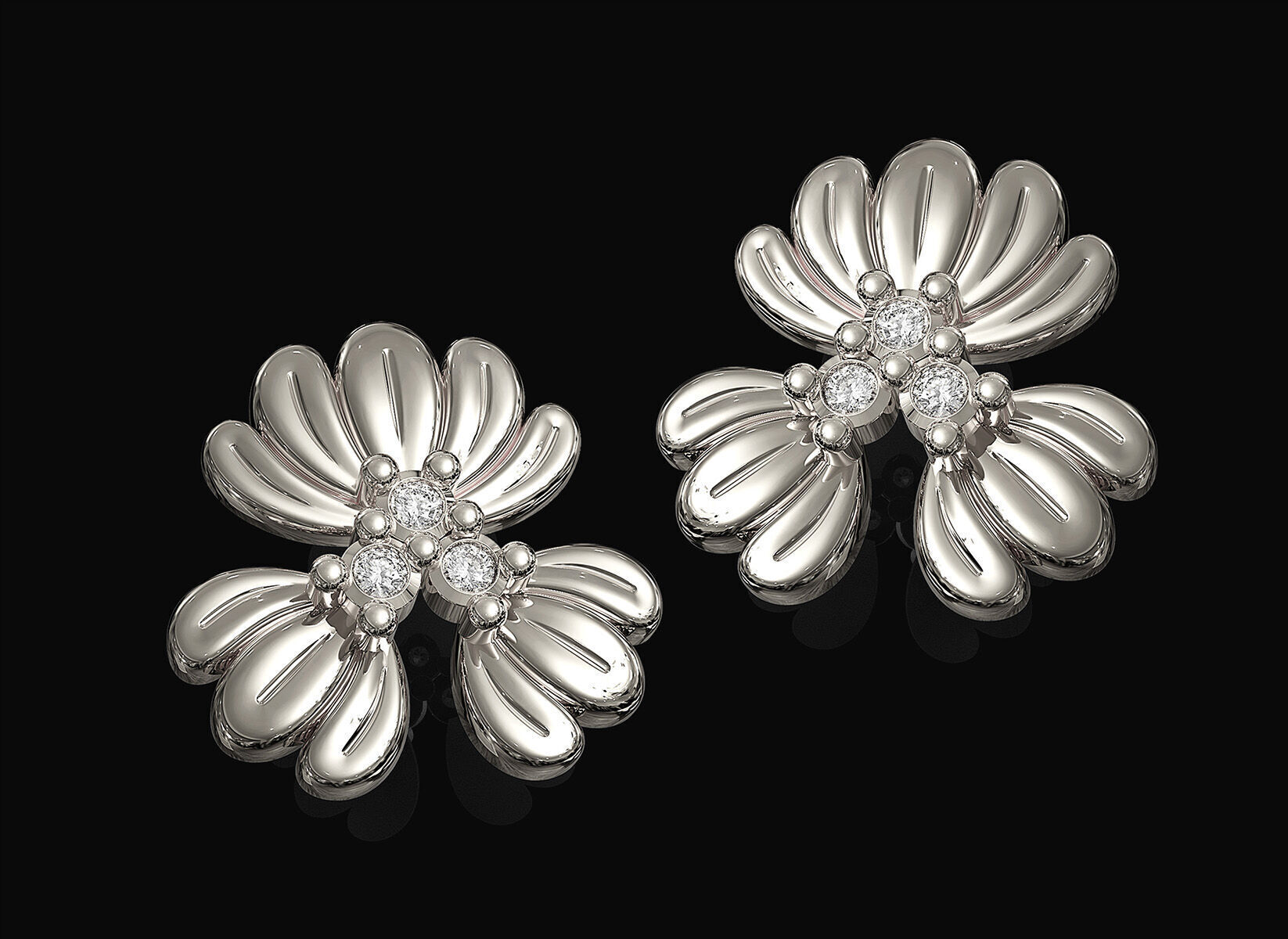 Three leaves earrings v2 3D print model_1