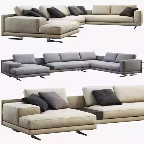Poliform Mondrian chaise lounge sofa 3D model
