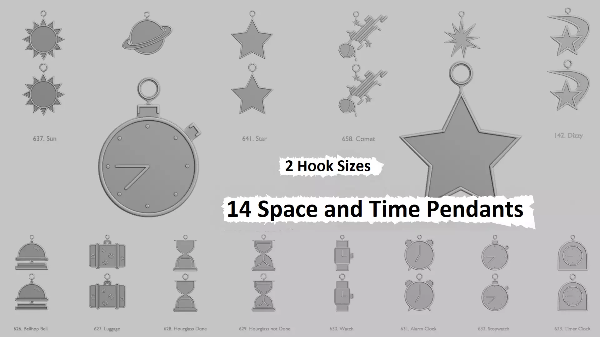 Space and Time Pendants Pack 3D print model