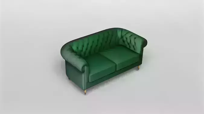 Elegant Green Chesterfield Sofa 3D Model 3D model