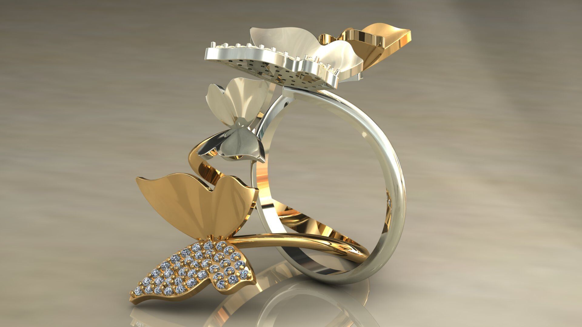 Butterfly 3d Model Ring Free 3D print model_1