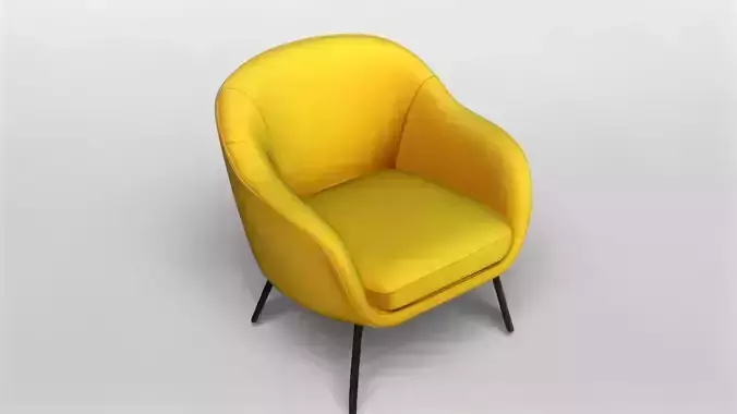 Modern Yellow Upholstered Armchair with Metal Legs
