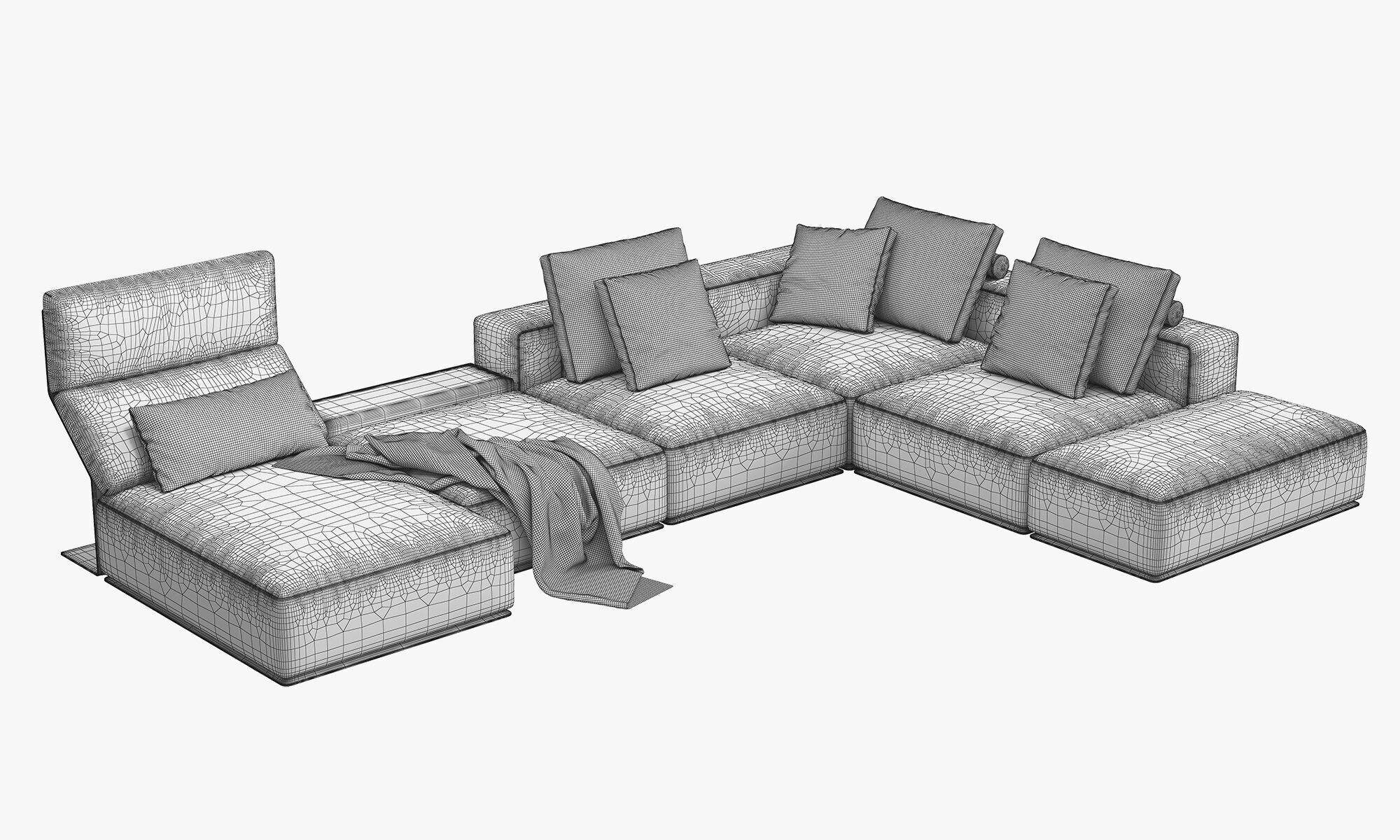 Poliform Westside Chaise Lounge Corner Sofa 3D model_15