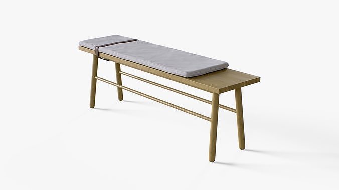 Bench Bloomingville Bank Straight Oak Low-poly 3D model