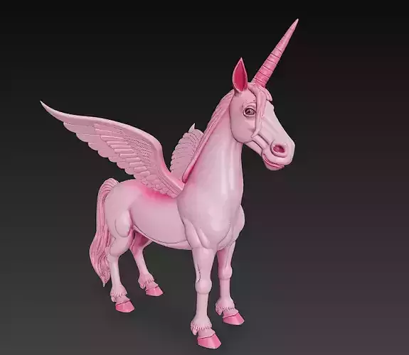 Unicorn Pink Realistic 3D Model Basic - Low Poly Realistic 
