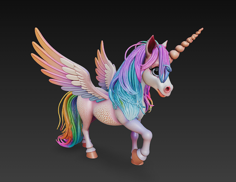 Unicorn Rainbow Realistic 3D Model Basic - Low Poly Realistic  Low-poly 3D model_1