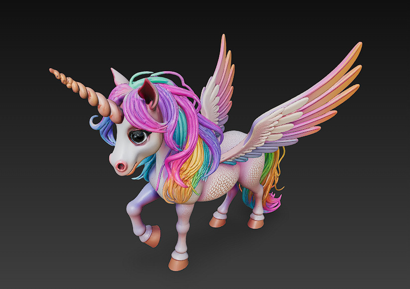 Unicorn Rainbow Realistic 3D Model Basic - Low Poly Realistic  Low-poly 3D model_5