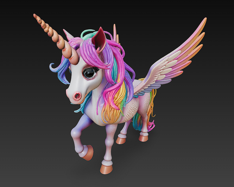 Unicorn Rainbow Realistic 3D Model Basic - Low Poly Realistic  Low-poly 3D model_7
