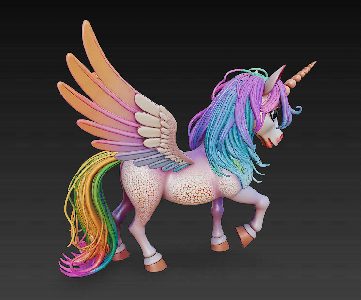 Unicorn Rainbow Realistic 3D Model Basic - Low Poly Realistic  Low-poly 3D model_2