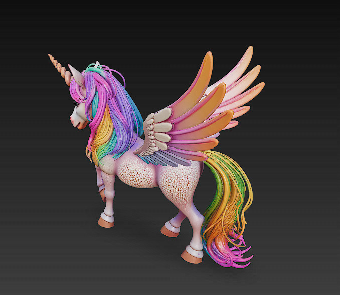 Unicorn Rainbow Realistic 3D Model Basic - Low Poly Realistic  Low-poly 3D model_4
