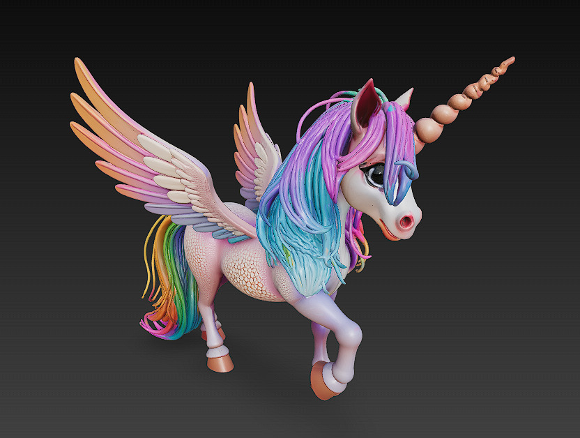 Unicorn Rainbow Realistic 3D Model Basic - Low Poly Realistic  Low-poly 3D model_6