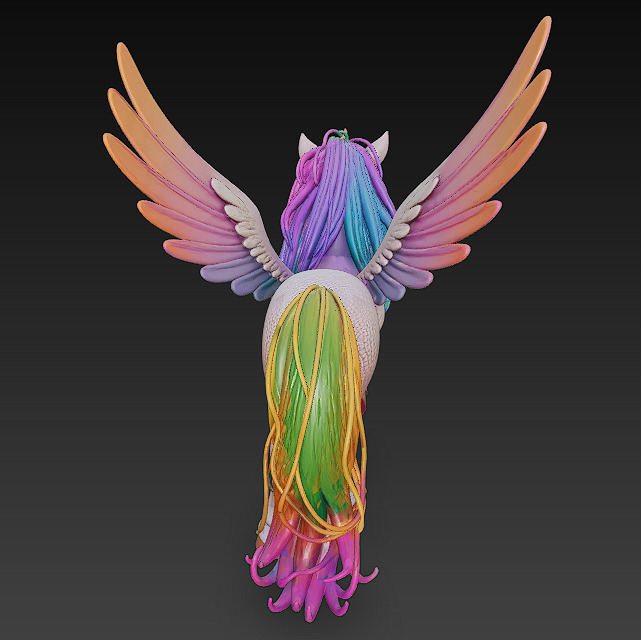 Unicorn Rainbow Realistic 3D Model Basic - Low Poly Realistic  Low-poly 3D model_3