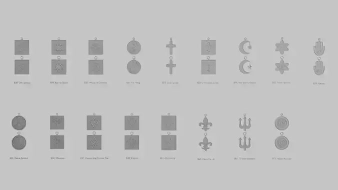 Symbols Spiritual and Symbolic Pendant Pack 3D print model