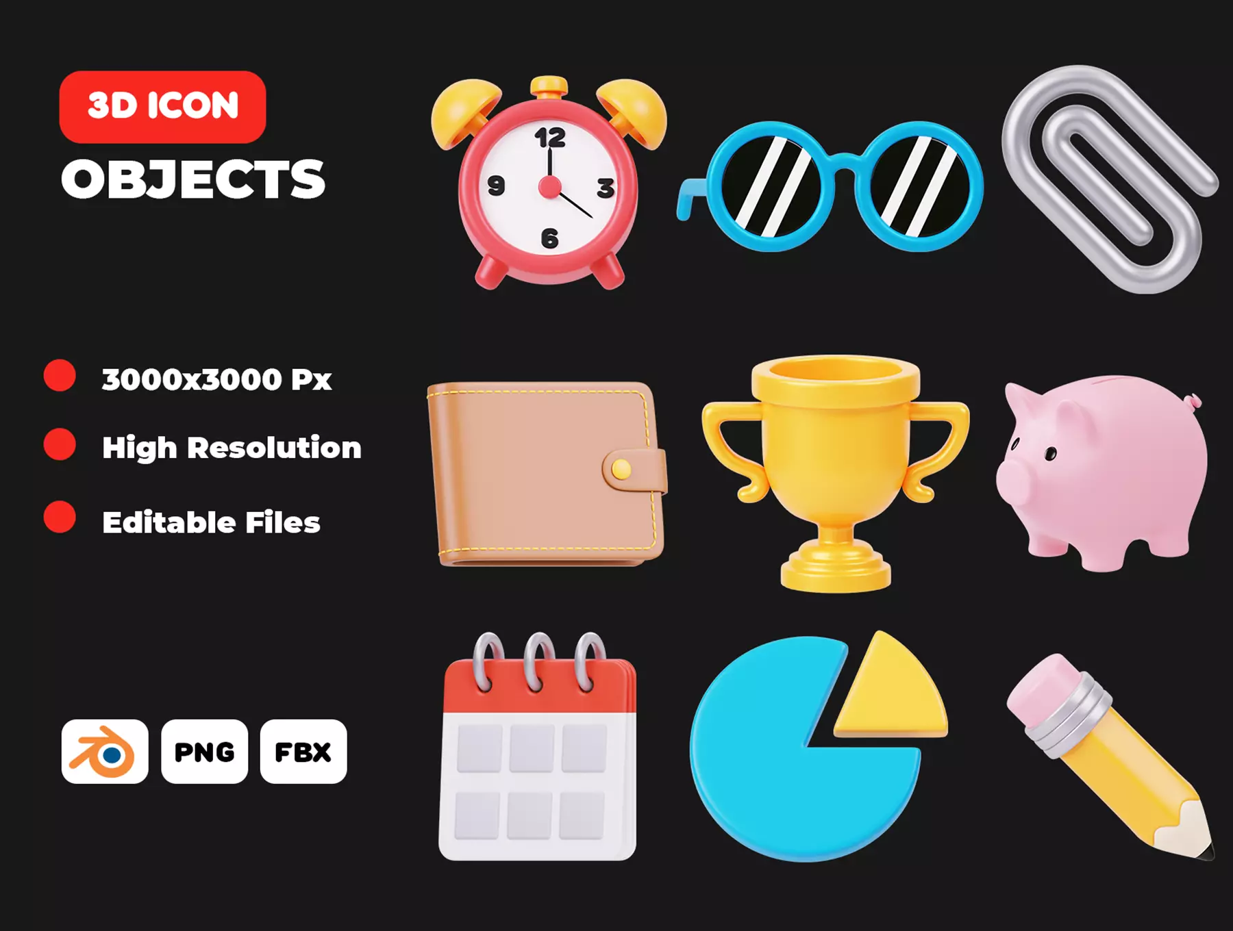 Objects 3D Illustration Pack 3D model