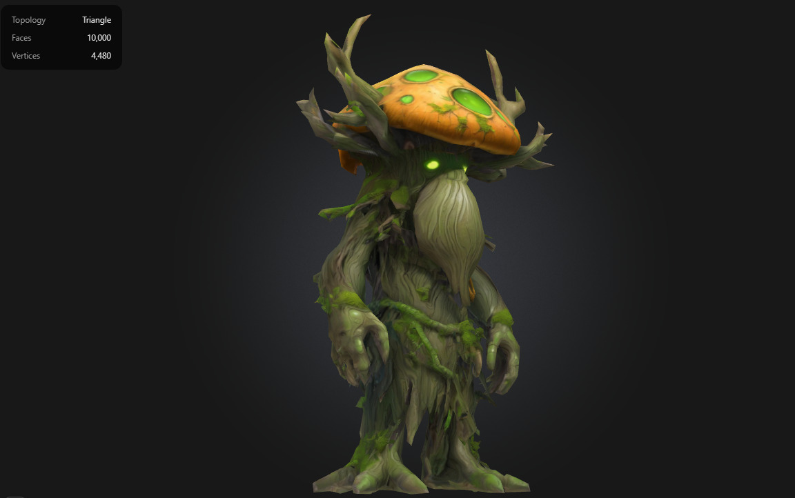 Mushroom Forest Elder Stylized Fantasy Tree Creature Low-poly 3D model_1
