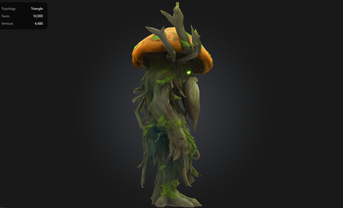 Mushroom Forest Elder Stylized Fantasy Tree Creature Low-poly 3D model_2
