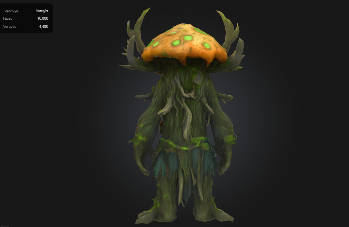 Mushroom Forest Elder Stylized Fantasy Tree Creature Low-poly 3D model_4