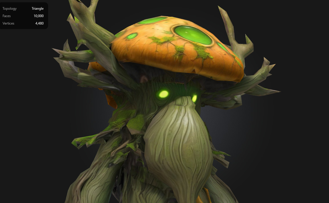 Mushroom Forest Elder Stylized Fantasy Tree Creature Low-poly 3D model_5