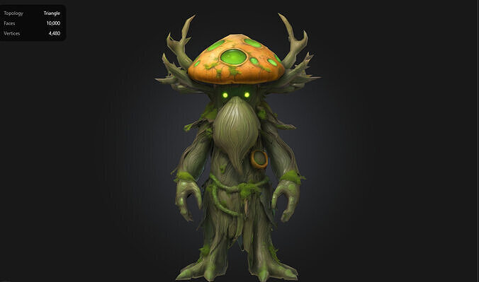Mushroom Forest Elder Stylized Fantasy Tree Creature Low-poly 3D model