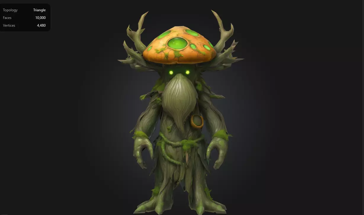 Mushroom Forest Elder Stylized Fantasy Tree Creature Low-poly 3D model_0