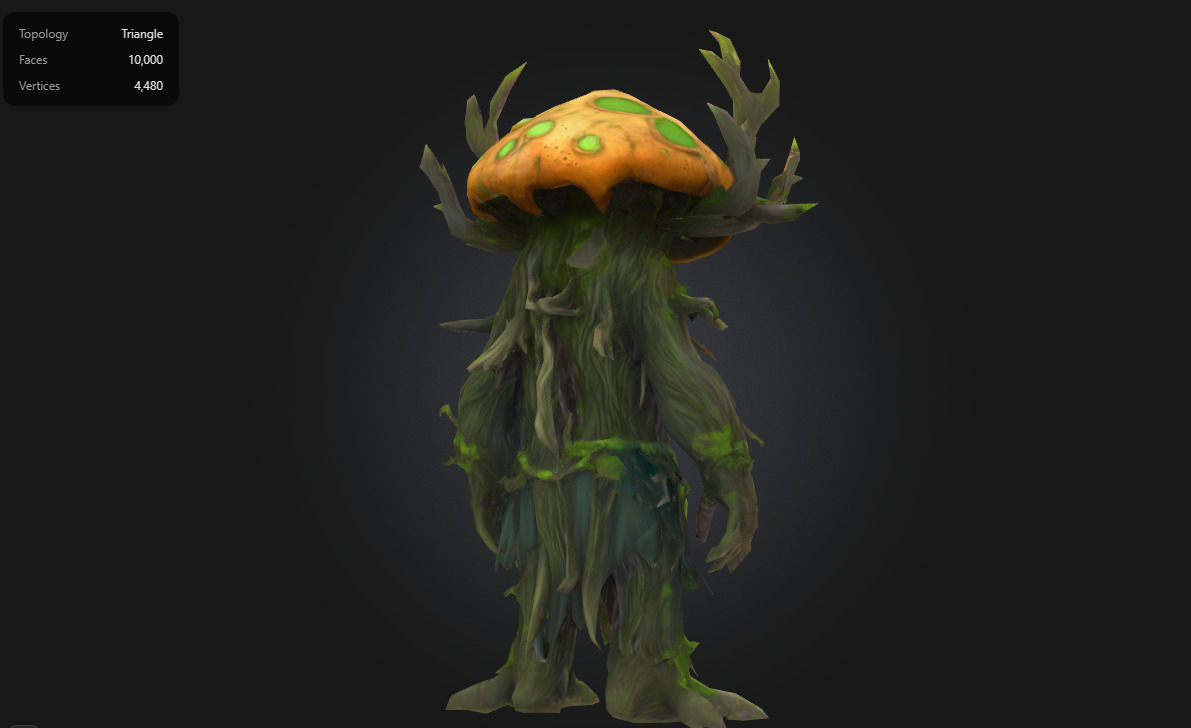 Mushroom Forest Elder Stylized Fantasy Tree Creature Low-poly 3D model_3