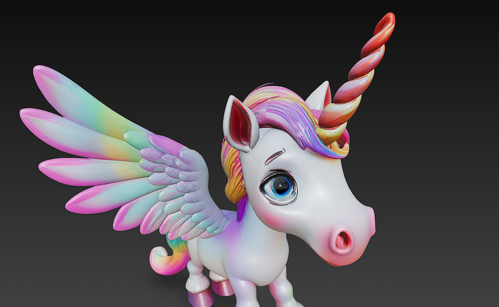 Unicorn Pony Rainbow Realistic 3D Model Basic - Low Poly Low-poly 3D model_2