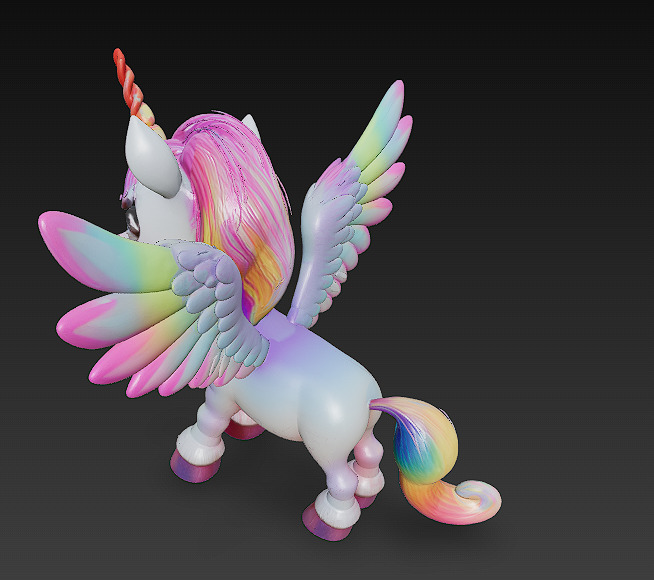 Unicorn Pony Rainbow Realistic 3D Model Basic - Low Poly Low-poly 3D model_8