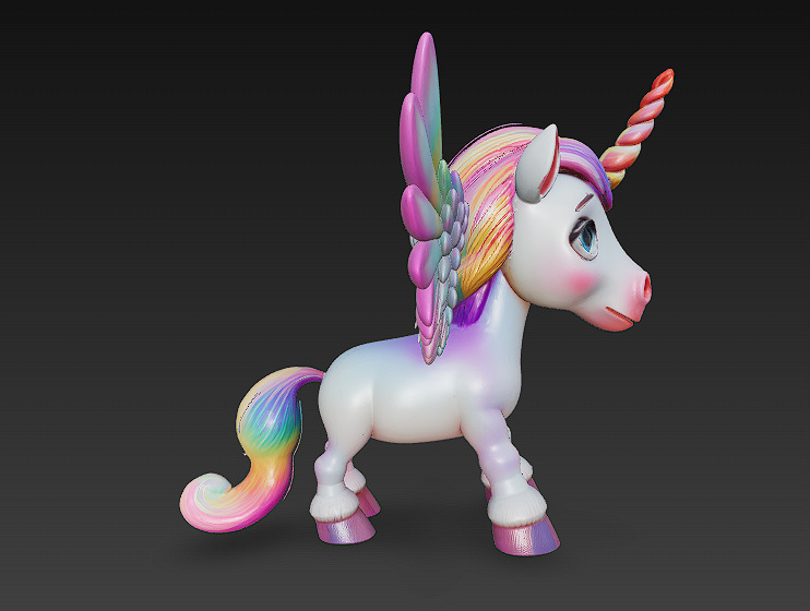 Unicorn Pony Rainbow Realistic 3D Model Basic - Low Poly Low-poly 3D model_4