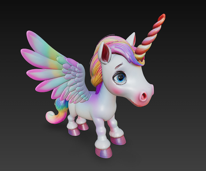 Unicorn Pony Rainbow Realistic 3D Model Basic - Low Poly Low-poly 3D model_1