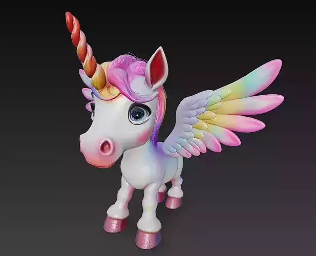 Unicorn Pony Rainbow Realistic 3D Model Basic - Low Poly
