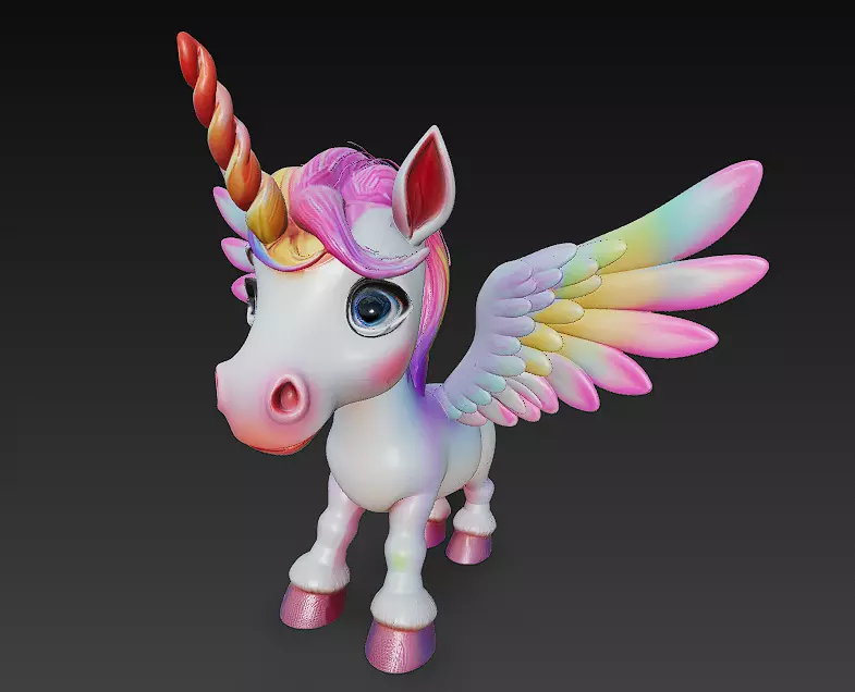 Unicorn Pony Rainbow Realistic 3D Model Basic - Low Poly Low-poly 3D model_0