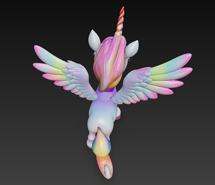 Unicorn Pony Rainbow Realistic 3D Model Basic - Low Poly Low-poly 3D model_9