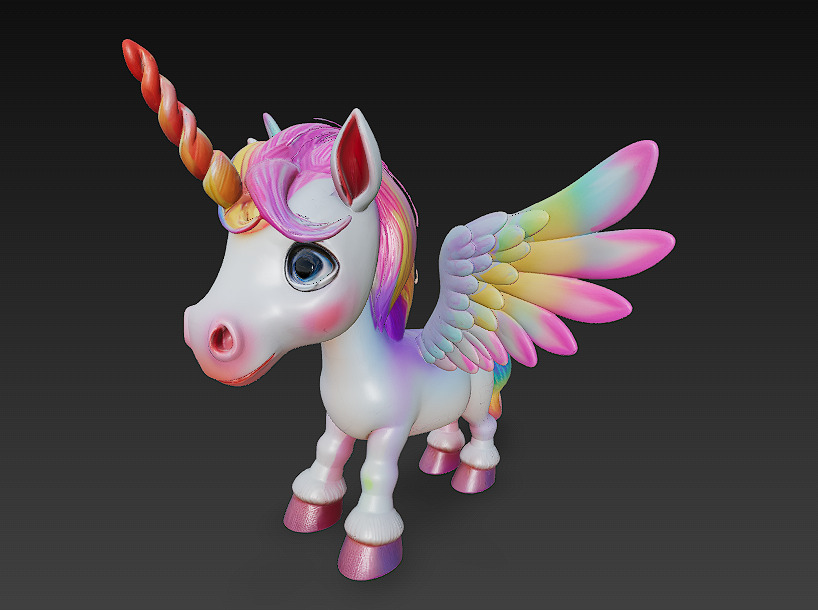 Unicorn Pony Rainbow Realistic 3D Model Basic - Low Poly Low-poly 3D model_5