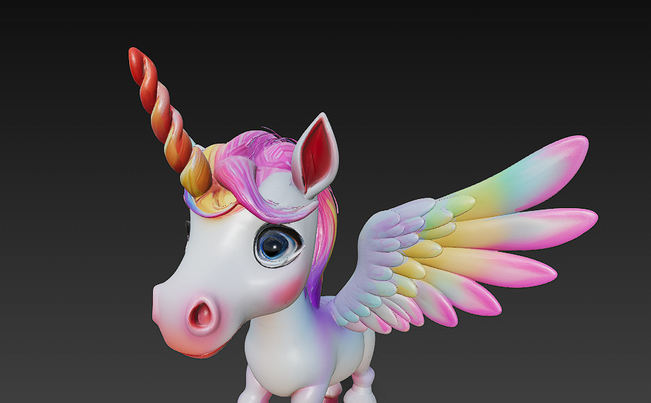 Unicorn Pony Rainbow Realistic 3D Model Basic - Low Poly Low-poly 3D model_3