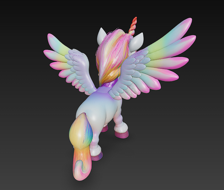 Unicorn Pony Rainbow Realistic 3D Model Basic - Low Poly Low-poly 3D model_7