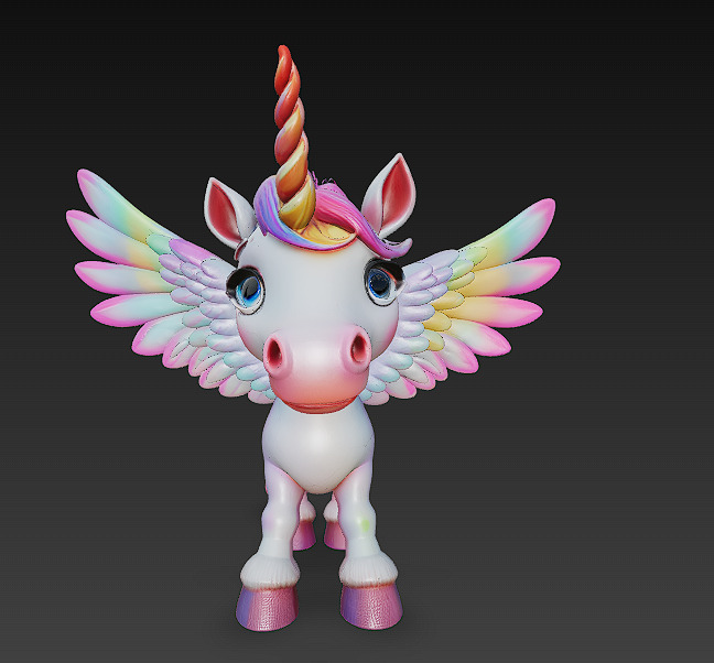 Unicorn Pony Rainbow Realistic 3D Model Basic - Low Poly Low-poly 3D model_6