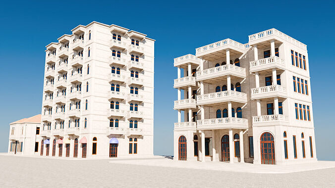 Neo-Classical Modular Building Kit 65 Modules Games and ArchViz Low-poly 3D model