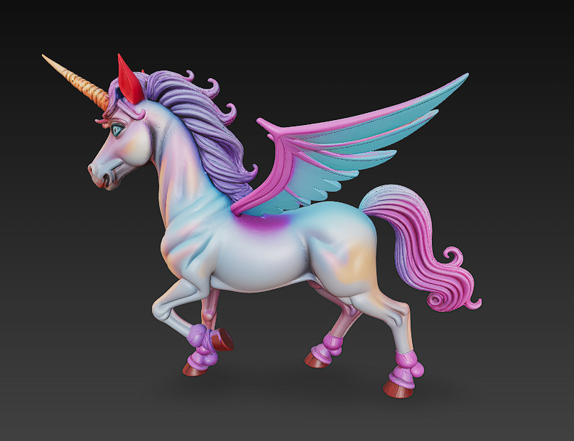 Unicorn Realistic 3D Model Basic - Low Poly Realistic Low-poly 3D model_3